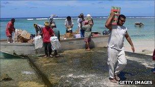 Unloading cargo on Tokelau islands (file image)