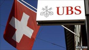 Swiss flag and UBS sign