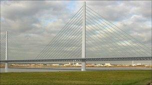 An artist's impression of the Mersey Gateway