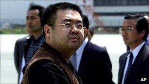 A man believed to be Kim Jong-nam, the eldest son of North Korean leader Kim Jong-il, at Narita International Airport, northeast of Tokyo in May 2001