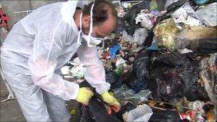 TTS staff sorting through rubbish