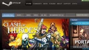 Screenshot of the Steam homepage