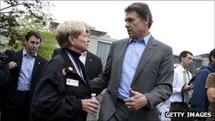 Republican presidential candidate and Texas Governor Rick Perry at the 2011 World's Championship Chili Cookoff in Manchester, New Hampshire, 1 October 2011