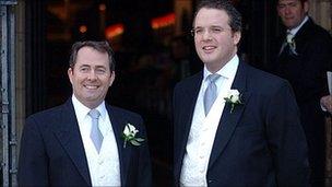 Liam Fox (left) and Adam Werritty (right) at the defence secretary's wedding in 2005