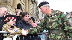 Prince Charles meets the public at the parde in Newcastle