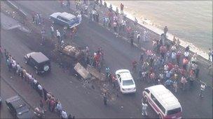 Crowd scene taken from Sandra's apartment