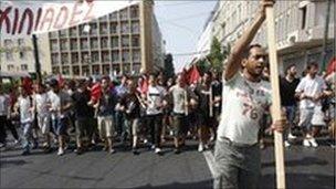 Protesters in Athens