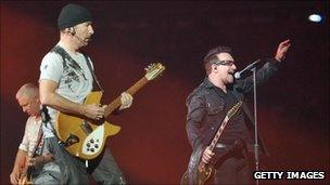 U2 performing