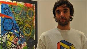 Gareth Bayliss and one of his screenprints