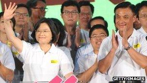 Tsai Ing-wen at rally in Taichung