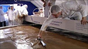 World's largest chocolate bar being created