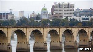 A railway bridge over the Susquehanna River in Harrisburg 12 October 2011