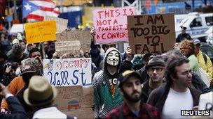 Protest march through Manhattan's financial district, 12 October 2011