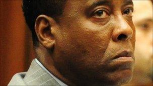 Dr Conrad Murray during his trial, Los Angeles, 11 October 2011.