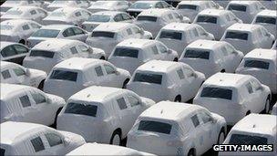 Volkswagen cars await shipping