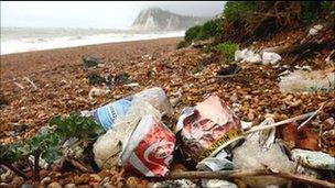 rubbish on a beach