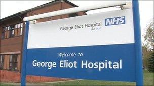 George Eliot Hospital sign