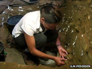 Removal of one of the tool kits from the sediment