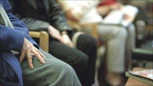 Patients in a hospital waiting room