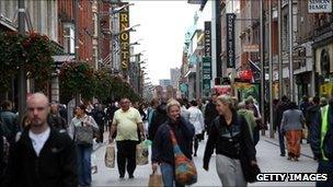 Shoppers in central Dublin