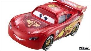 A Lightning McQueen Hot Wheels toy