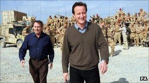 Cameron and Fox visiting Afghanistan in 2009