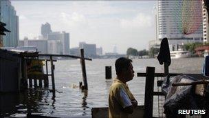 Chao Praya river in the ancient part of Bangkok on 15 October 2011