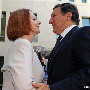 Julia Gillard and Jose Manuel Barroso