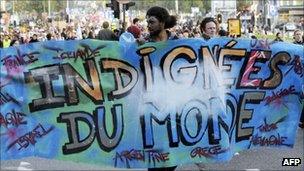 Protest in Brussels as part of global "Indignants" demonstrations