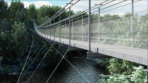 Artist's impression of suspension bridge