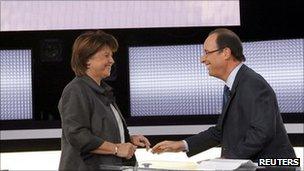 Martine Aubry and Francois Hollande debate live on French TV, 12 October