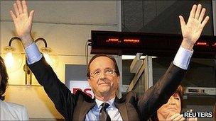 Francois Hollande celebrates victory