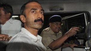 Sanjiv Bhatt outside a court in Ahmedabad on 1 October