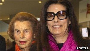 Liliane Bettencourt with her daughter Francoise in March 2011