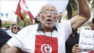 Anti-Islamist protester in Tunis