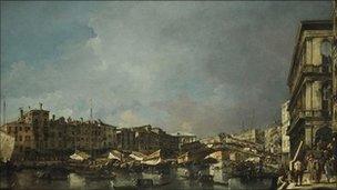 Venice, a View of the Rialto Bridge, Looking North, from the Fondamenta del Carbon by Francesco Guardi