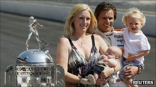 Dan Wheldon with his family after winning the Indianapolis 500 race on 30 May 2011