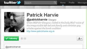 Patrick Harvie's Twitter page