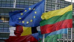 EU and national flags at Strasbourg