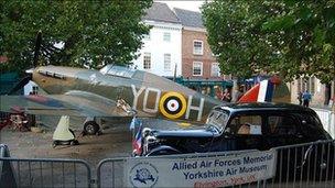 Replica of a WWII Hurricane on display in York