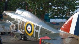 Replica of a WWII Hurricane on display in York