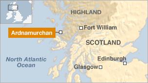 map of Scotland showing Adrnamurchen