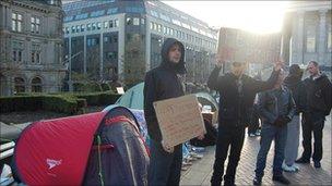 Protesters at Occupy Birmingham