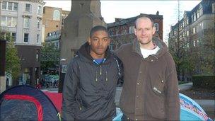 Protesters Thomas Collins and Symon Bailey