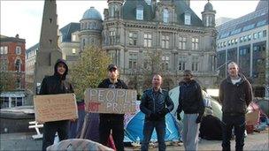 Protesters at Occupy Birmingham