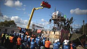 Police in cherry picker