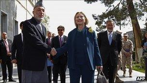 Hillary Clinton and President Karzai