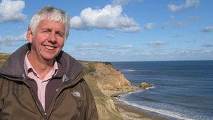 Niall Benson overlooking the beach at Easington Colliery