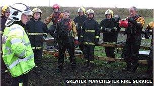 Firefighters who rescued a horse from thick mud