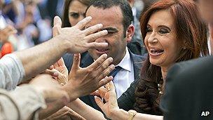 Argentine President Cristina Fernandez on the campaign trail